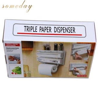 3 in 1 Kitchen Triple Paper Dispenser Foil Cling Wrap paper Dispenser & Holder (2)