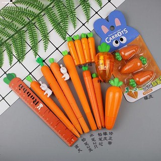 GIFT BOXGIFT▪ஐ☽✷◈Soft silicone carrot stationery set, cute large-capacity vegetable pencil case, cre