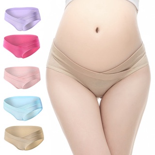 Cotton Maternity Pregnant Underwear Postpartum Mother Under Bump Panties V-Shaped Soft Belly Support