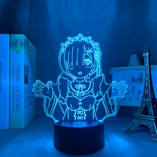 Re Zero Nightlight Re Zero Rem Colorful Colors Changing Touch Remote Bedside Lamp Cool Gift for Re Zero Fans