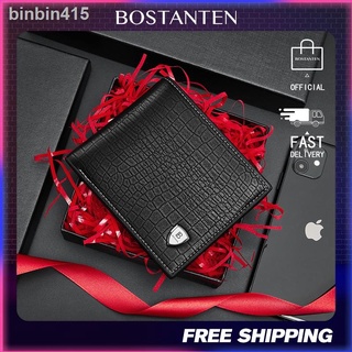 New in 2021✇⊙【Buy 2 for ₱249】BOSTANTEN Local store Cowhide Leather Simple Checkbook Card Holder Bifo