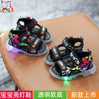 Light-up summer baby sandals 1-3 years old 0 boys soft-soled baby toddler shoes Baotou girls functio