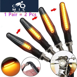 MIC Motorcycle Flasher Led Universal Flowing Water Blinker Rear Light Turn Signals Lamp Amber 2Pcs