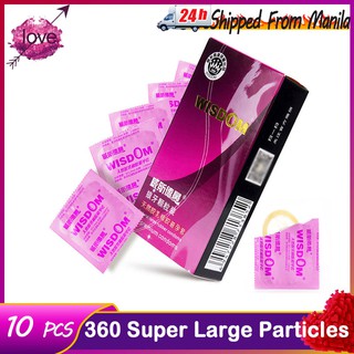 10pcs WISDOM 360 Super Large Particle Ultra Thin Dotted Ribbed Condoms Sleeve Lubricating Delay