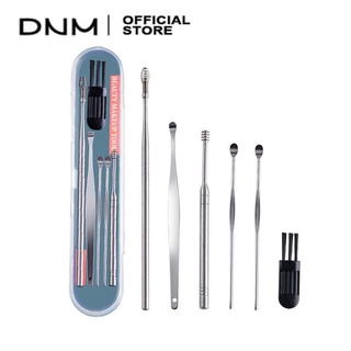 DNM 6 Portable Ear Cleaner Set Earpick Silver Stainless Steel Curette Spiral Ear Spoon Ear Cleaning Tools