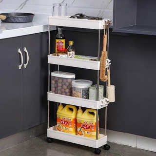 storage๑◆✘4 Layer Moving Rack Kitchen Storage Shelf Wall Cabinets Home Bedroom Bathroom Organizer Tr