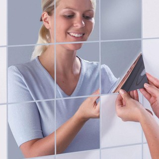16pcs Mirrors Self-adhesive Tiles Mirror Wall Stickers