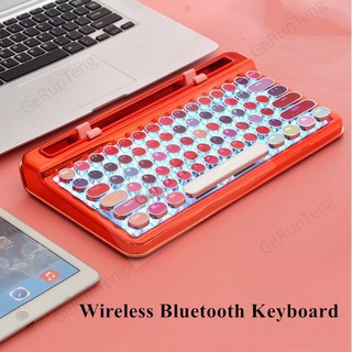 76 Keys Bluetooth Wireless Wired Dual-Mode Mechanical Keyboard, Retro Punk Round Keycap Rechargeable Mechanical Keyboard