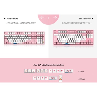 Original AKKO 3087/3098/3108 Tokyo Sakura Wired Mechanical Gaming Keyboard 87/98/108 Keys PBT Comput (9)