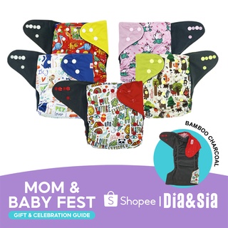 Dia&Sia bamboo charcoal cloth diaper with bamboo charcoal inserts and double Leg Gusset