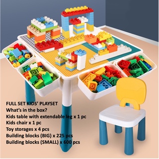 BABY CORP Full Set Kids Toys Lego Building Blocks with Table and Chair Toy Box Playset