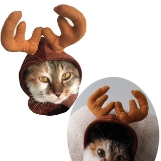 Cat Dog Halloween Christmas Reindeer Antler Hat and Bow Tie Collar for Cats