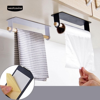 √COD Iron Wood Wall Self-Adhesive Hand Towel Bar Hanger Rack for Bathroom
