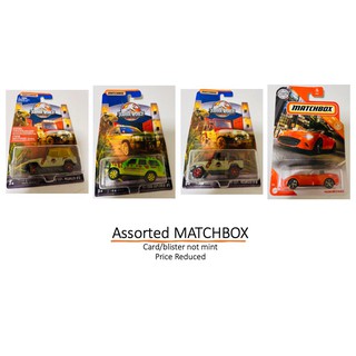 Assorted MATCHBOX diecast cars, card/blister not mint, price reduced