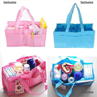 Smileofen Mother Diapers Bag Travel Outdoor Portable Nappy Storage Tote Bag Blue & Pink