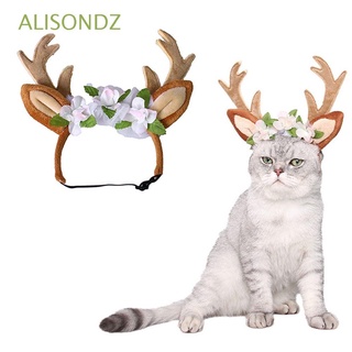 ALISONDZ Reindeer Cat Accessories for Small Big Dog Christmas Hat Costume Dog Headwear Elk Antler Cap Dress Up Party Pet Supplies Xmas Outfits Hat Hair Grooming Accessories