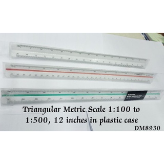 Triangular Metric Scale, 1:100 - 1:500, 12" in PP case