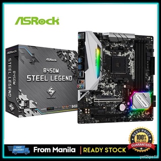 ▼∋▬【Happy shopping】 Asrock B450M Steel Legend Motherboard Socket Am4 Ddr4 Micro-ATX AMD B450 3466+OC