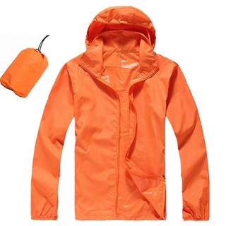 Men Women Quick Dry Hiking Jacket Waterproof UPF30 Sun & UV Protection Coat orange