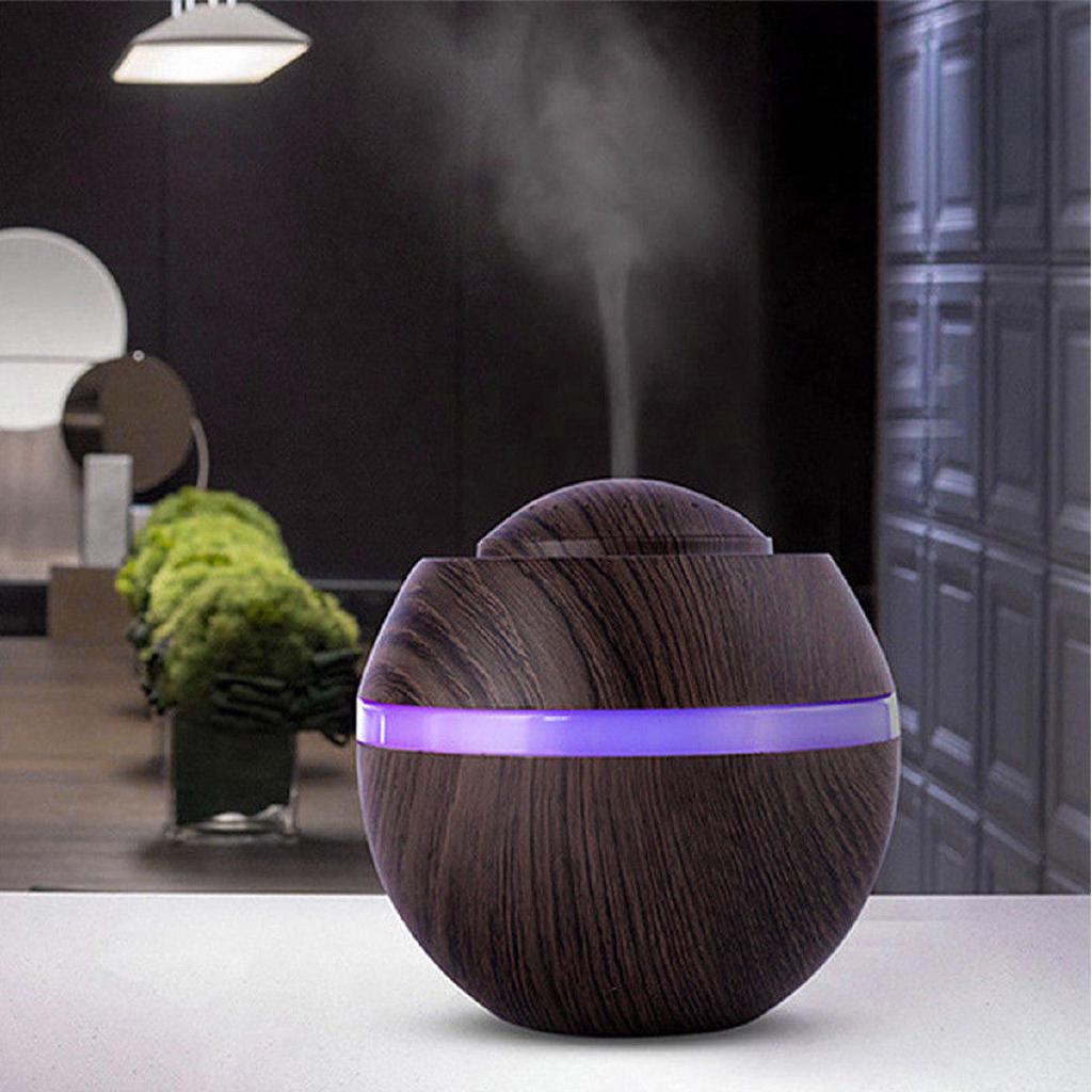 Ultrasonic Wooden Aroma Air Humidifier Diffuser Silent Rainbow Light (1)