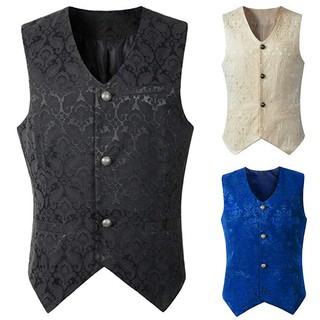 ☆ Steampunk Waistcoat Jacket Victorian Sleeveless Gothic Brocade Vintage Vest (1)