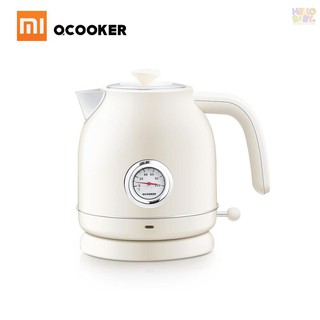 OCOOKER Retro Electric Kettle Stainless Steel Water Kettle with Watch Thermometer Display 1.7L 1800W 220V