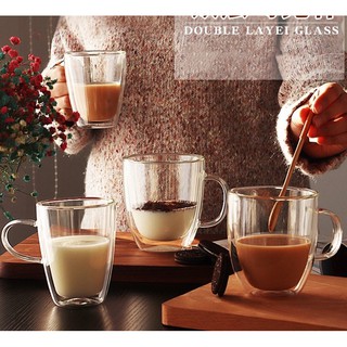 New Heat Resistant Double Walls Glass Coffee Cups Double Layers Coffee Mug With Handle
