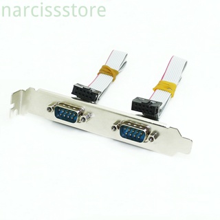 Dual 2 ports Serial 9 pin DB9 RS232 Motherboard Com Ribbon Extension Cable Slot Bracket