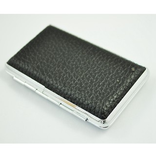 SODIAL(R) Metal Frame Black Faux Leather Cigarette Storage Case Box (4)