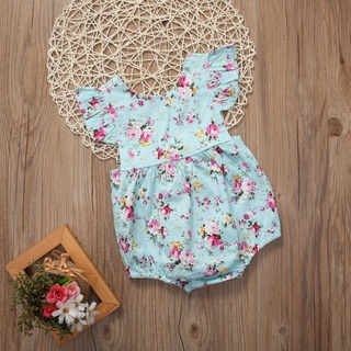Summer Infant Baby Girl Flower Ruffle Romper Bodysuit Jumpsuit Outfit Clothes (2)