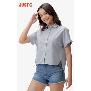 Just G Teens' Striped Short Sleeve Button Down Collared Shirt