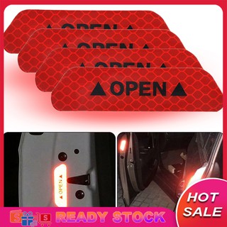 【Ready Stock】4Pcs Adhesive Car Door Open Reflective Sticker Tape Safety Warning Mark Decal