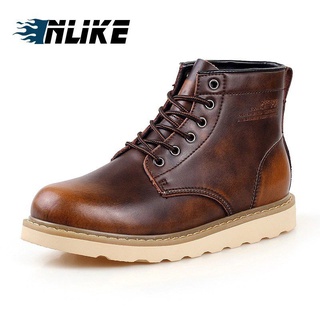 Genuine Leather Ankle Boots Men Martin Boots Split Leather Work Motorcycle Boots