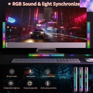 Sound&Light Synchronize RGB Colorful Tube Sound-Activated USB Music Atmosphere Light Bar Ambient Night Lamp APP Control 32LED Strip Pickup Rhythm Light