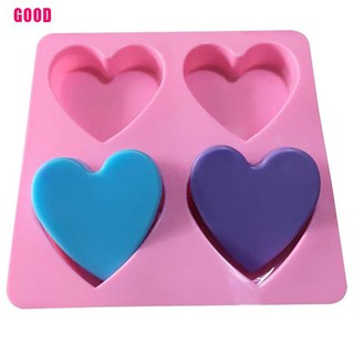 {GOOD}4 Cavity Handmade Silicone Soap Mold Heart 3d Craft Soap Making For Candle