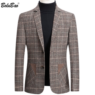 BOLUBAO Brand Men Blazer Personality Wild Men's Suit Jacket High Quality Fashion Plaid Print Slim Fi