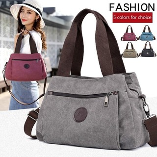 Women Pure Color Canvas Shoulder Bag Casual Hobo Handbag Messenger Crossbody Tote Bag Multi-pocket Bags for Women