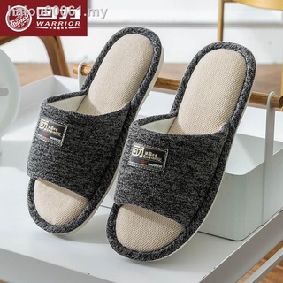 couple slipper▫○۞ready stock ❃❂Pull back linen slippers four seasons men s indoor household non-slip