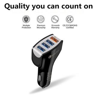 QC3.0 fast car charger 4 USB port Quick charge 3.0 phone cable