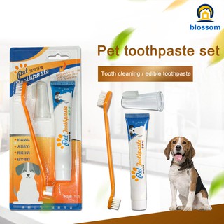 Pet Toothpaste Set with Toothbrush Finger Toothbrush Tooth Cleaning Supplies