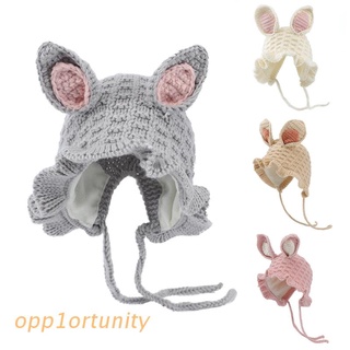 OPP1OR Sweet Children Big Rabbit Ears Plus Velvet Cute Knitted Hat Cute Casual Knitted Foldable for Baby Boys & Girls