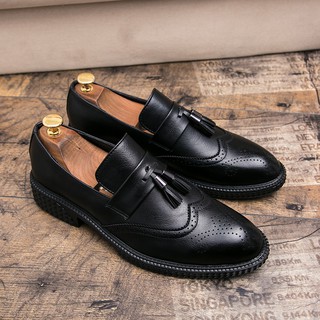 Men's Business Formal leather shoes Slip-On slip Loafer Low-Cut Tassel Shoes (4)