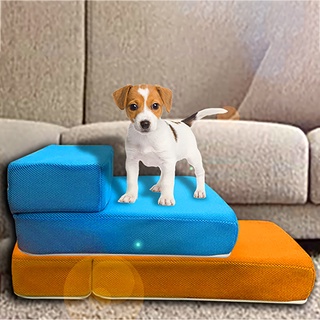 Pet Stairs Breathable Mesh Foldable Pet Stairs Detachable Pet Bed Stairs Dog Ramp 2 Steps Ladder for