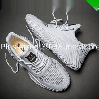 ❣❅✾Extra large size men s breathable mesh shoes 45 sports casual shoes 46 flying woven men s shoes 4