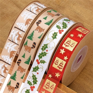 10yard 15mm wide four style new printing Animal Christmas fruit ribbon flower christmas gift packaging high quality gilded ribbon