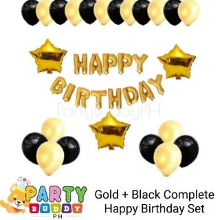 ₱199 only! Gold + Black Complete Happy Birthday Set