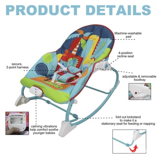 Baby Love 8166 Baby Rocker Portable Rocking Chair 2 in 1 Musical Infant to Toddler Dining Chair UNk (4)