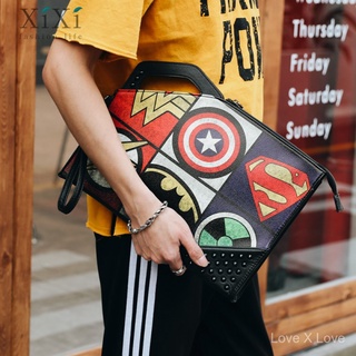 【Ready stock】New Korean Street Trendy Men's Clutch Bag Rivet Printed Pattern Clutch Bag Street Casual Shoulder Bag Fashion (2)