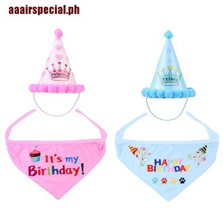 【Special】Pet Cat Dog Happy Birthday Party Crown Hat Puppy Bib Collar Cap Headwear Costume
