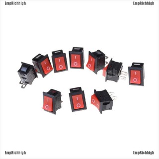 EmpRichhigh 10pcs Red Rocker Switch 2 Pin KCD1-101 250V 6A Boatlike Switch 15*21MM
